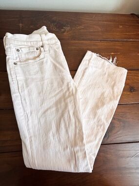J. Crew White Straight-Leg Jeans with Raw Hem SZ 27 Summer Minimalist